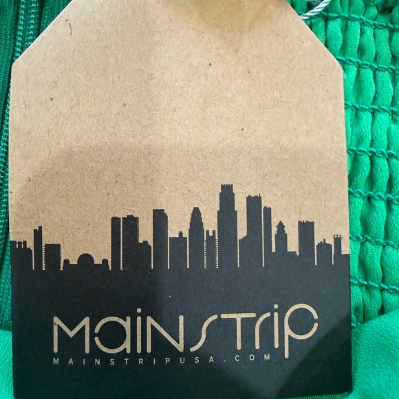 NWT- Main Strip Kelly Green Bow Wide Leg Linen- Blend Statement Romper Jumpsuit - Picture 6 of 7
